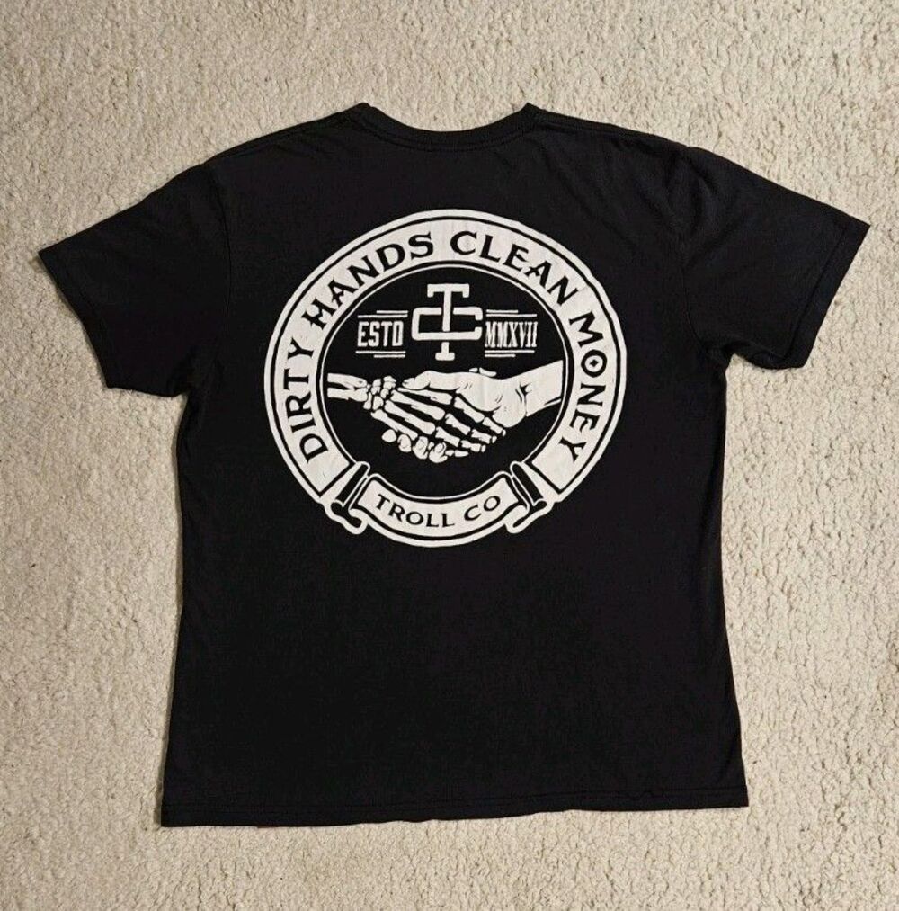 Troll Co Clothing Mens Large Black Dirty Hands Clean Money Graphic T Shirt